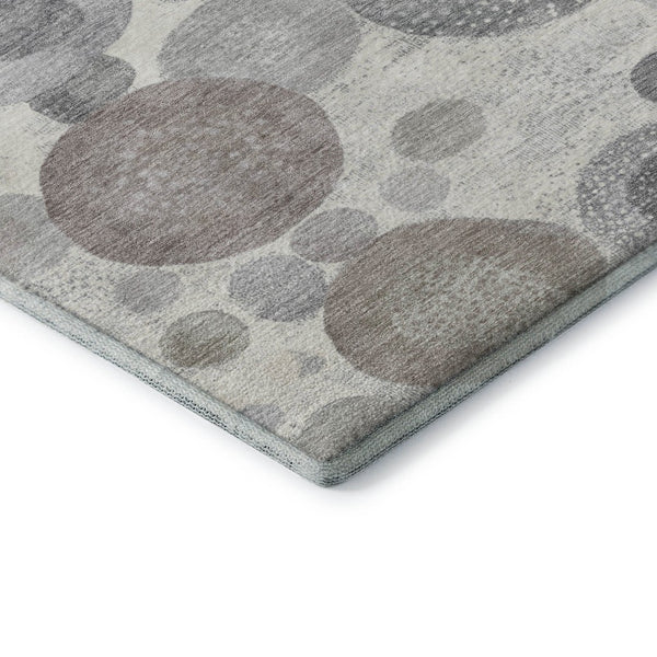 HomeRoots 10' X 14' Stylish Ivory Gray & Silver Geometric Washable Rug - Stain-Resistant, UV Protected Design! 707305