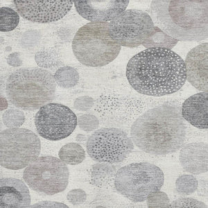 HomeRoots 10' X 14' Stylish Ivory Gray & Silver Geometric Washable Rug - Stain-Resistant, UV Protected Design! 707305