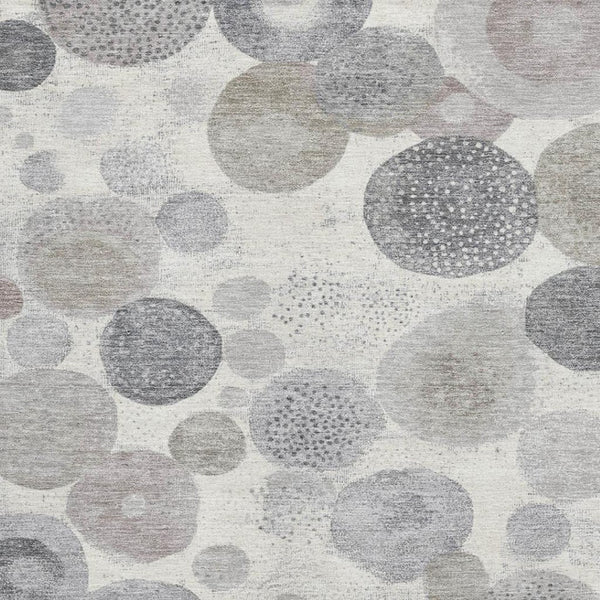 HomeRoots 10' X 14' Stylish Ivory Gray & Silver Geometric Washable Rug - Stain-Resistant, UV Protected Design! 707305