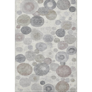 HomeRoots 10' X 14' Stylish Ivory Gray & Silver Geometric Washable Rug - Stain-Resistant, UV Protected Design! 707305