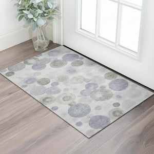 HomeRoots 5' X 8' Stylish Lavender-Gray & Silver Geometric Washable Area Rug with UV Protection & Stain Resistance 707307