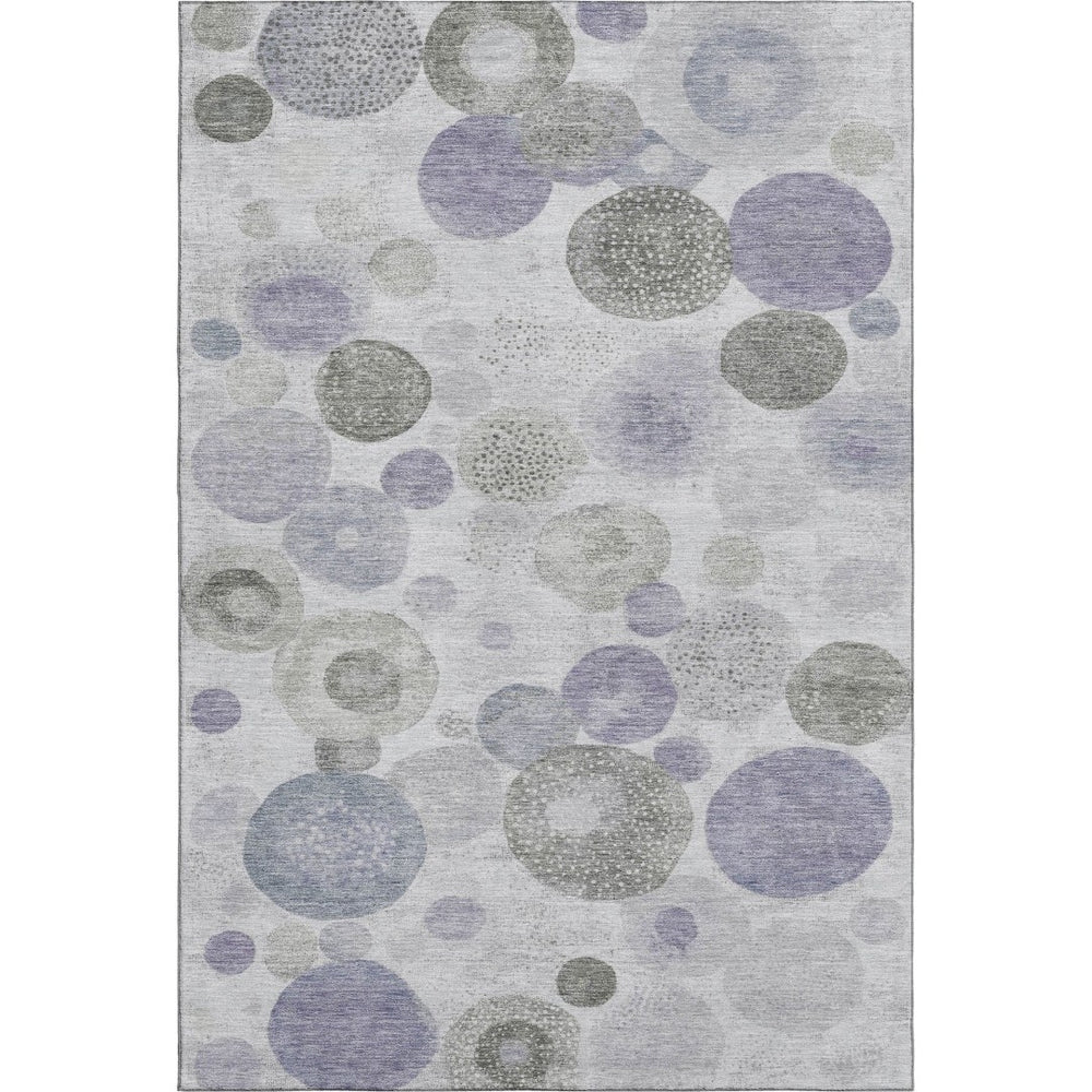 HomeRoots 5' X 8' Stylish Lavender-Gray & Silver Geometric Washable Area Rug with UV Protection & Stain Resistance 707307