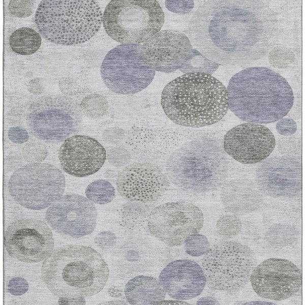 HomeRoots 5' X 8' Stylish Lavender-Gray & Silver Geometric Washable Area Rug with UV Protection & Stain Resistance 707307