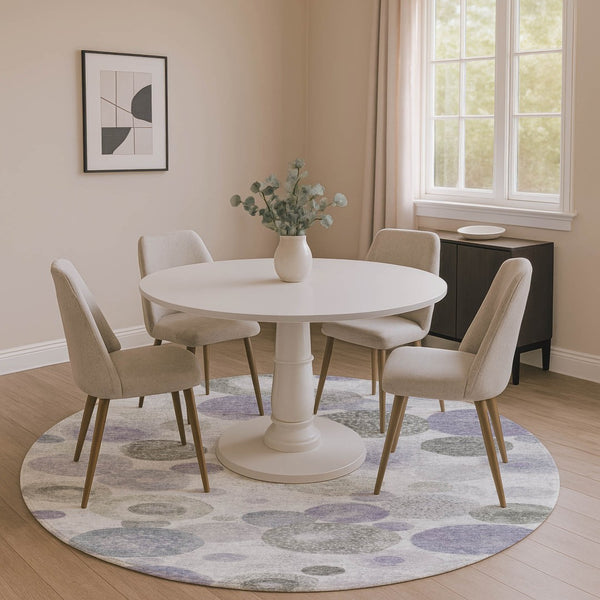 HomeRoots 8' X 10' Stylish Lavender Gray & Silver Geometric Area Rug - Washable, UV Protected, Non-Slip Design 707309