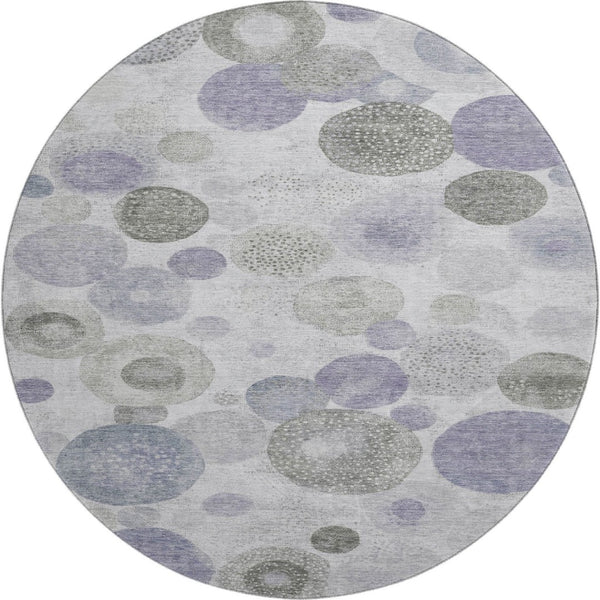 HomeRoots 8' X 10' Stylish Lavender Gray & Silver Geometric Area Rug - Washable, UV Protected, Non-Slip Design 707309