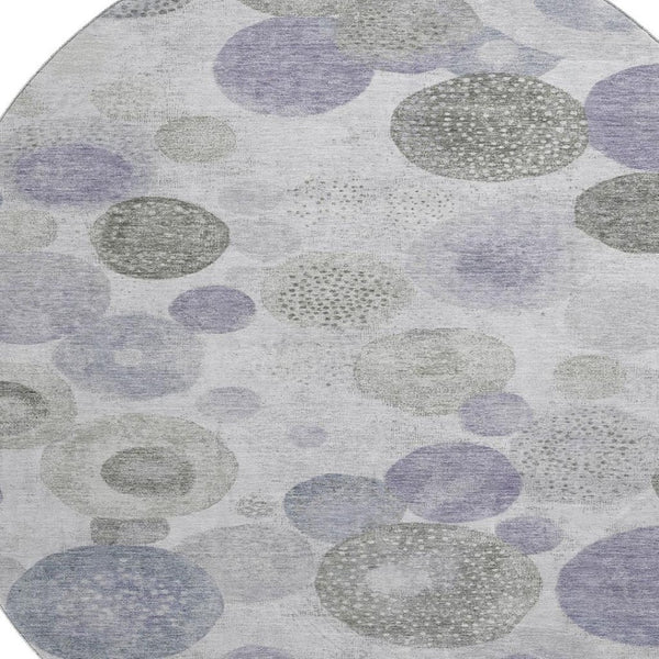 HomeRoots 8' X 10' Stylish Lavender Gray & Silver Geometric Area Rug - Washable, UV Protected, Non-Slip Design 707309