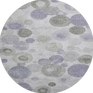 HomeRoots 8' X 10' Stylish Lavender Gray & Silver Geometric Area Rug - Washable, UV Protected, Non-Slip Design 707309