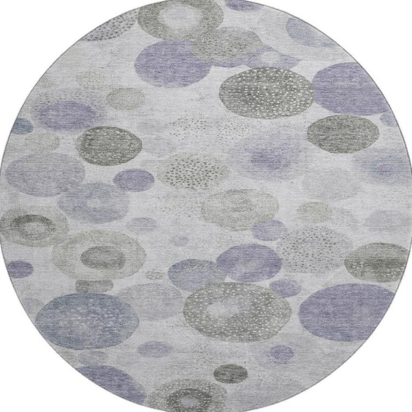 HomeRoots 8' X 10' Stylish Lavender Gray & Silver Geometric Area Rug - Washable, UV Protected, Non-Slip Design 707309