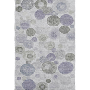 HomeRoots 9' X 12' Stylish Lavender Gray & Silver Geometric Area Rug – Washable, UV Protected & Stain Resistant! 707310