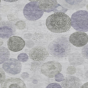HomeRoots 9' X 12' Stylish Lavender Gray & Silver Geometric Area Rug – Washable, UV Protected & Stain Resistant! 707310