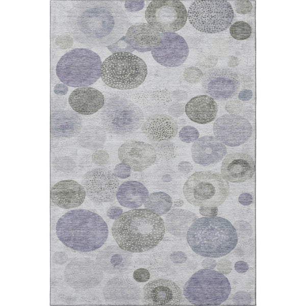 HomeRoots 9' X 12' Stylish Lavender Gray & Silver Geometric Area Rug – Washable, UV Protected & Stain Resistant! 707310