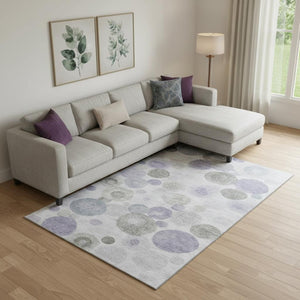 HomeRoots 10' X 14' Stylish Lavender Gray & Silver Geometric Washable Area Rug with UV Protection & Durability 707311