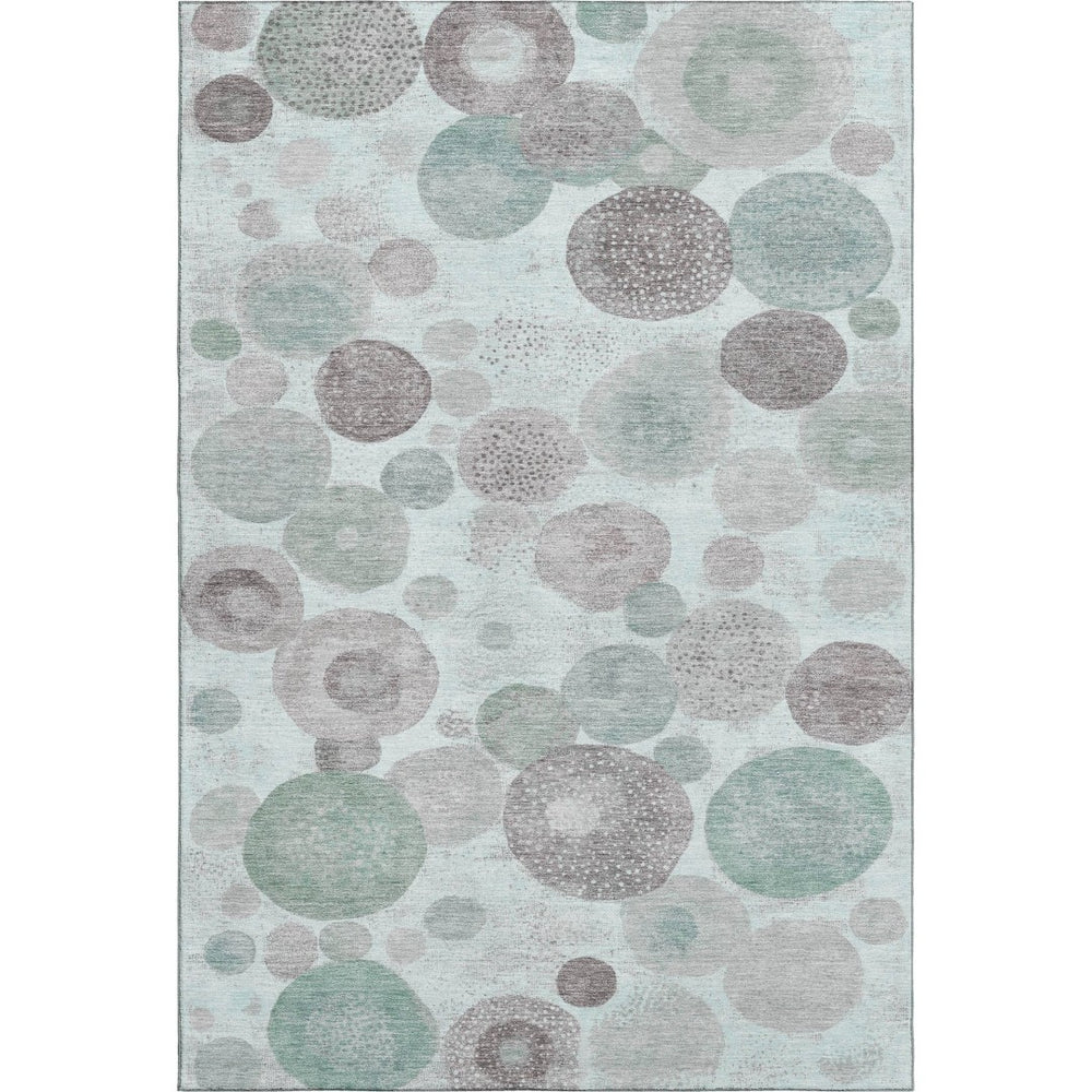 HomeRoots 5' X 8' Stylish Mint Green Geometric Area Rug - Washable, UV Protected, Perfect for Active Homes! 707313