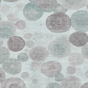 HomeRoots 8' Modern Mint Green, Gray & Silver Geometric Washable Round Rug with UV Protection & Non-Slip Backing 707314