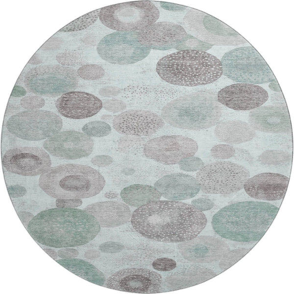 HomeRoots 8' X 10' Contemporary Mint Green and Gray Geometric Washable Area Rug with UV Protection Features 707315
