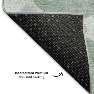 HomeRoots 8' X 10' Contemporary Mint Green and Gray Geometric Washable Area Rug with UV Protection Features 707315