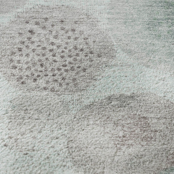HomeRoots 8' X 10' Contemporary Mint Green and Gray Geometric Washable Area Rug with UV Protection Features 707315