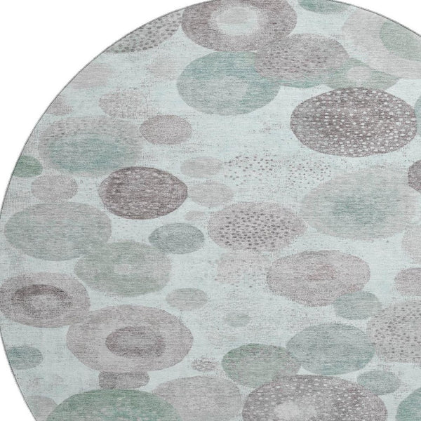HomeRoots 8' X 10' Contemporary Mint Green and Gray Geometric Washable Area Rug with UV Protection Features 707315