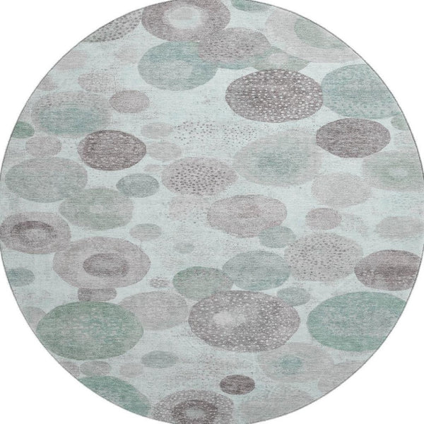 HomeRoots 8' X 10' Contemporary Mint Green and Gray Geometric Washable Area Rug with UV Protection Features 707315