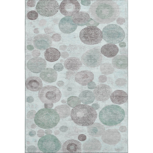 HomeRoots 9' X 12' Modern Mint Green, Gray & Silver Geometric Area Rug - Washable, UV Protected, Pet Friendly! 707316