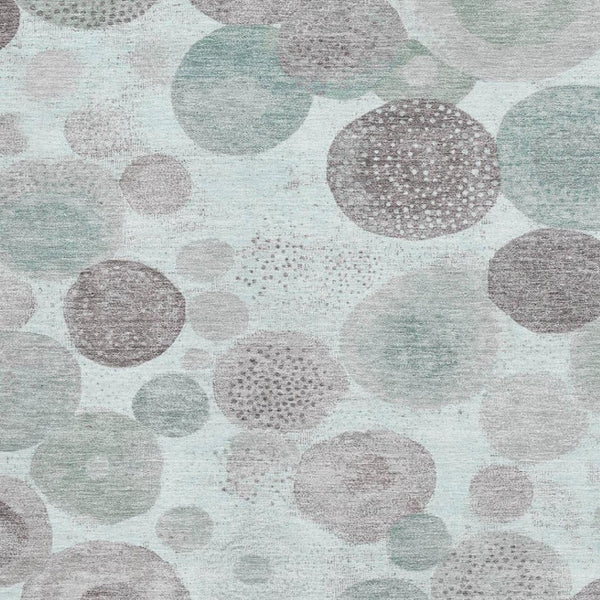 HomeRoots 9' X 12' Modern Mint Green, Gray & Silver Geometric Area Rug - Washable, UV Protected, Pet Friendly! 707316