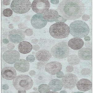 HomeRoots 9' X 12' Modern Mint Green, Gray & Silver Geometric Area Rug - Washable, UV Protected, Pet Friendly! 707316