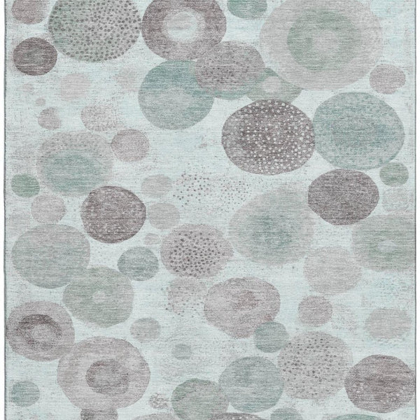HomeRoots 9' X 12' Modern Mint Green, Gray & Silver Geometric Area Rug - Washable, UV Protected, Pet Friendly! 707316