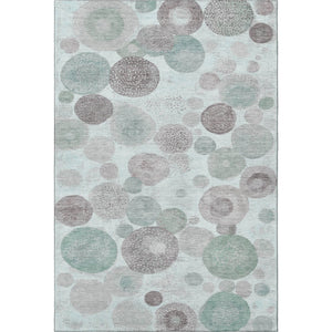 HomeRoots 10' X 14' Modern Mint Green Geometric Washable Area Rug with UV Protection for Family Spaces 707317