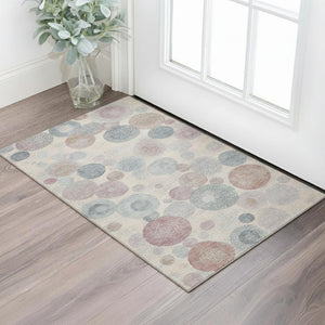 HomeRoots 5' X 8' Modern Peach Gray Silver Geometric Area Rug - Washable, UV Protected, Durable & Stylish! 707319