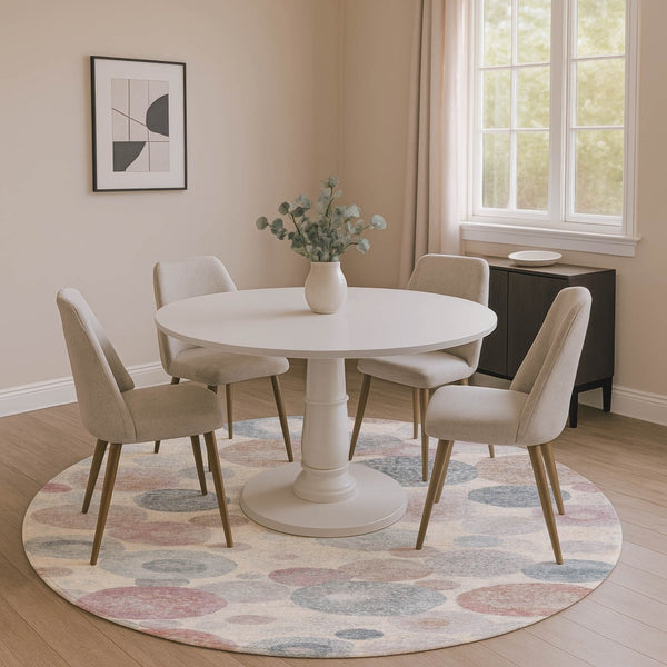 HomeRoots 8' X 10' Washable Peach Gray & Silver Geometric Area Rug with UV Protection for Modern Homes 707321