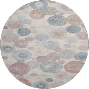 HomeRoots 8' X 10' Washable Peach Gray & Silver Geometric Area Rug with UV Protection for Modern Homes 707321