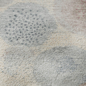 HomeRoots 8' X 10' Washable Peach Gray & Silver Geometric Area Rug with UV Protection for Modern Homes 707321