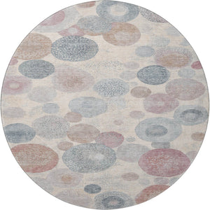 HomeRoots 8' X 10' Washable Peach Gray & Silver Geometric Area Rug with UV Protection for Modern Homes 707321