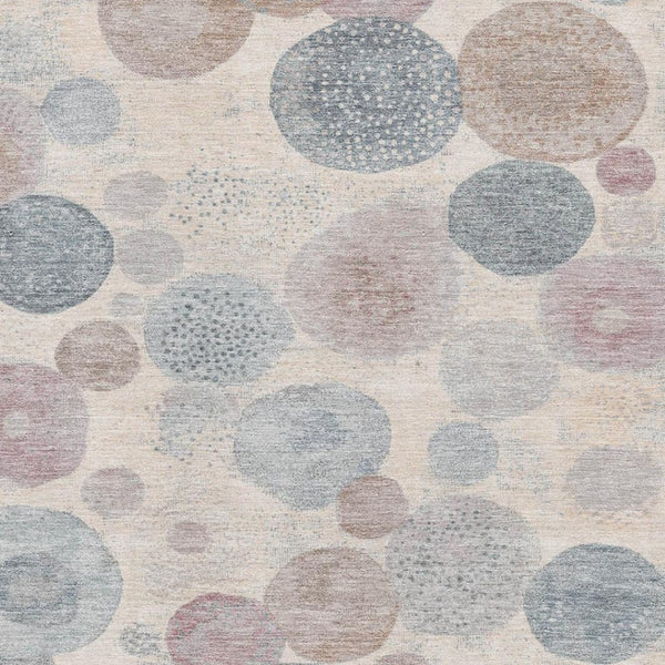 HomeRoots 9' X 12' Geometric Peach Gray Silver Area Rug – Durable, Washable, UV-Protected for Modern Spaces 707322