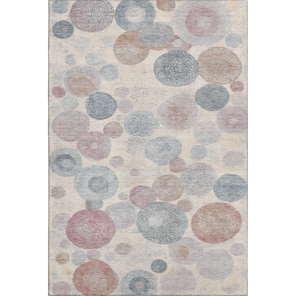 HomeRoots 10' X 14' Peach Gray Silver Geometric Area Rug - Washable, UV-Protected, Durable for Busy Homes! 707323