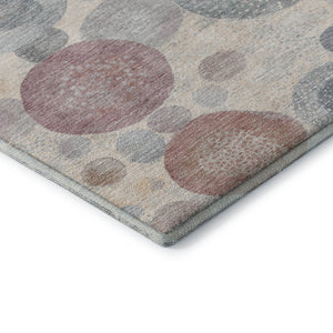 HomeRoots 10' X 14' Peach Gray Silver Geometric Area Rug - Washable, UV-Protected, Durable for Busy Homes! 707323
