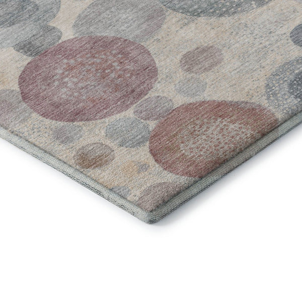 HomeRoots 10' X 14' Peach Gray Silver Geometric Area Rug - Washable, UV-Protected, Durable for Busy Homes! 707323