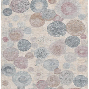 HomeRoots 10' X 14' Peach Gray Silver Geometric Area Rug - Washable, UV-Protected, Durable for Busy Homes! 707323