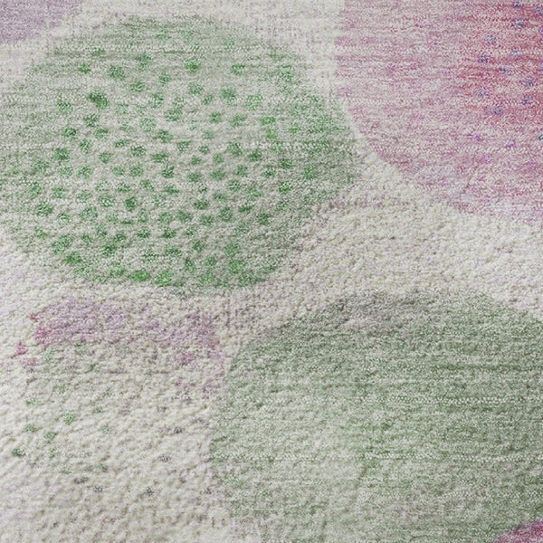 HomeRoots 8' X 10' Washable Geometric Area Rug in Pink, Green & Ivory - UV Protected, Kid & Pet Friendly! 707327