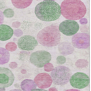 HomeRoots 9' X 12' Stylish Pink, Green & Ivory Geometric Area Rug – Washable, UV Protected & Durable Design 707328
