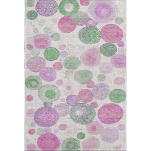 HomeRoots 10' Stylish Pink, Green & Ivory Geometric Washable Area Rug with UV Protection – Perfect for Any Room! 707329