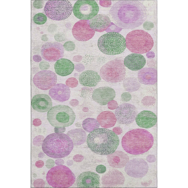 HomeRoots 10' Stylish Pink, Green & Ivory Geometric Washable Area Rug with UV Protection – Perfect for Any Room! 707329