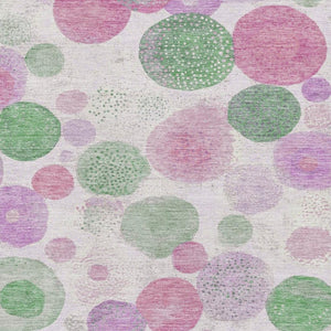 HomeRoots 10' Stylish Pink, Green & Ivory Geometric Washable Area Rug with UV Protection – Perfect for Any Room! 707329