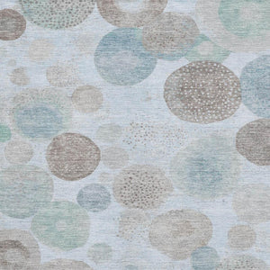 HomeRoots 5' X 8' Sky Blue Beige Brown Geometric Washable Area Rug - UV Protected, Stain Resistant Comfort 707331