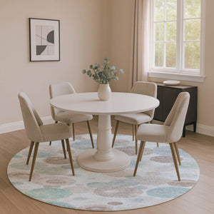 HomeRoots 8' X 10' Washable Sky Blue Beige Brown Geometric Area Rug with UV Protection for Modern Spaces 707333