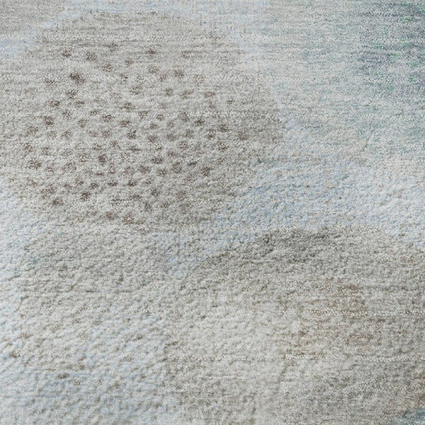 HomeRoots 8' X 10' Washable Sky Blue Beige Brown Geometric Area Rug with UV Protection for Modern Spaces 707333