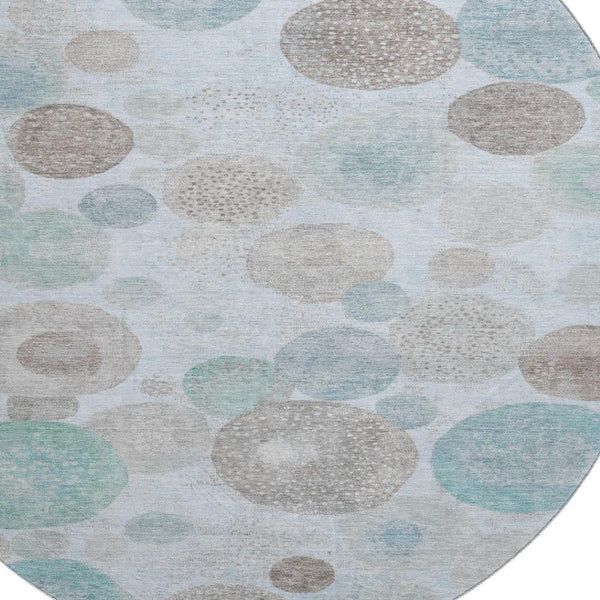 HomeRoots 8' X 10' Washable Sky Blue Beige Brown Geometric Area Rug with UV Protection for Modern Spaces 707333