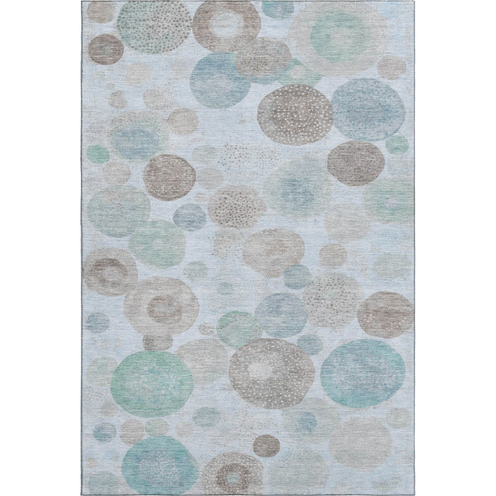 HomeRoots 10' Sky Blue, Beige & Brown Geometric Washable Area Rug - UV Resistant, Perfect for High-Traffic Spaces! 707335