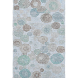 HomeRoots 10' Sky Blue, Beige & Brown Geometric Washable Area Rug - UV Resistant, Perfect for High-Traffic Spaces! 707335