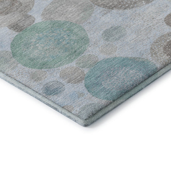 HomeRoots 10' Sky Blue, Beige & Brown Geometric Washable Area Rug - UV Resistant, Perfect for High-Traffic Spaces! 707335